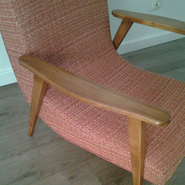 Fauteuil vintage scandinave Boomerang rdition des annes 50