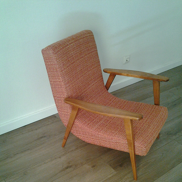 Fauteuil vintage scandinave Boomerang rdition des annes 50/60