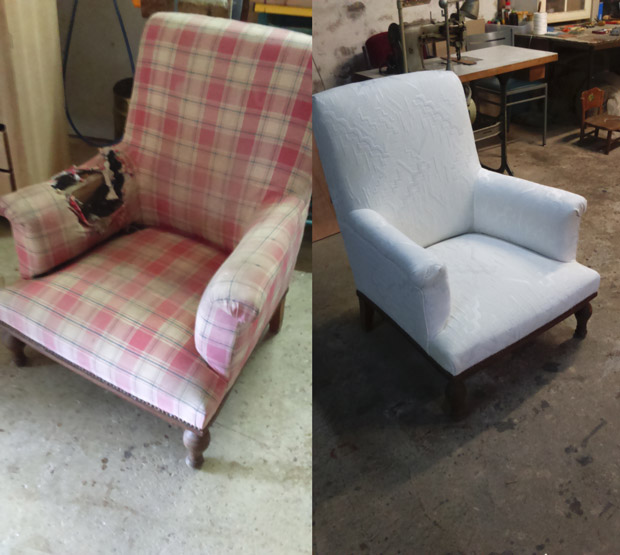 Restauration de fauteuil anglais